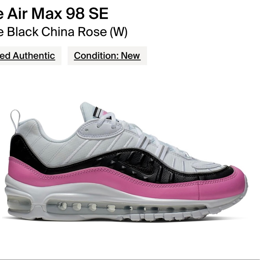 Air max98s pink black and white color way